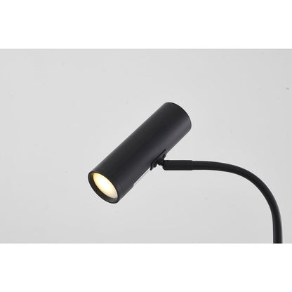 1-Light Matte Black Floor Lamp With A White Marble Base