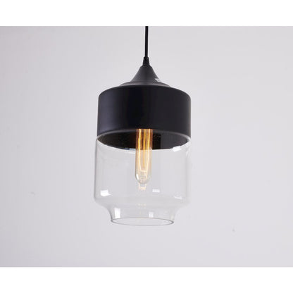 1-Light Matte Black Single Pendant With A Clear Glass Shade