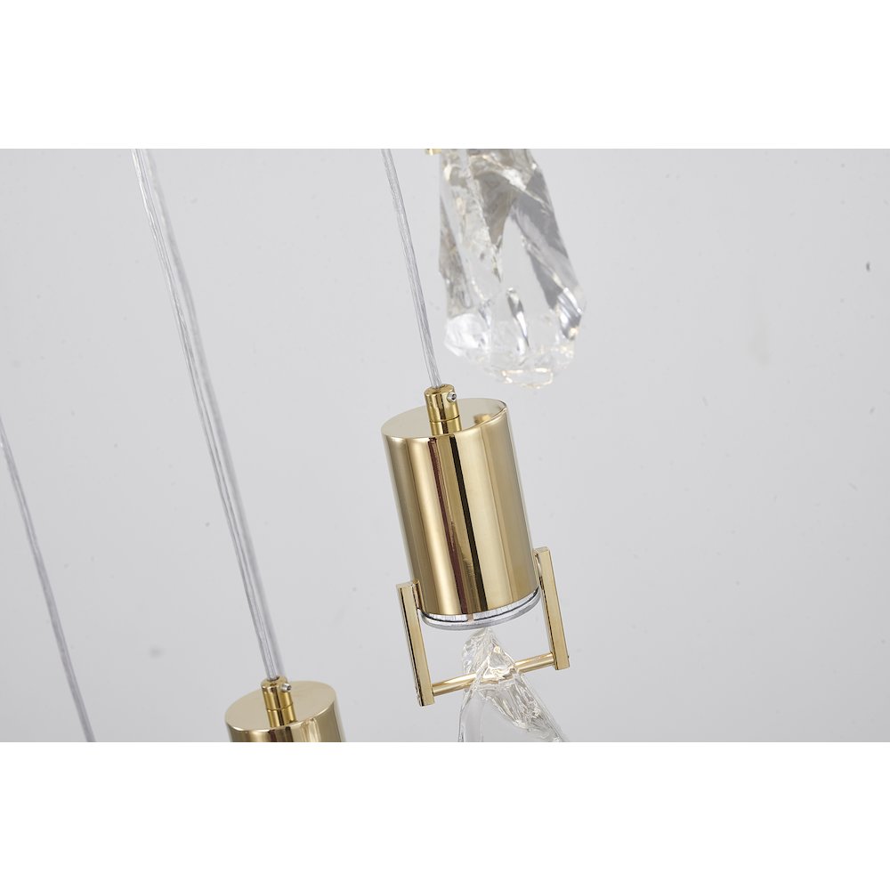 11-Light Brushed Gold Chandelier With Clear Crystal Stones