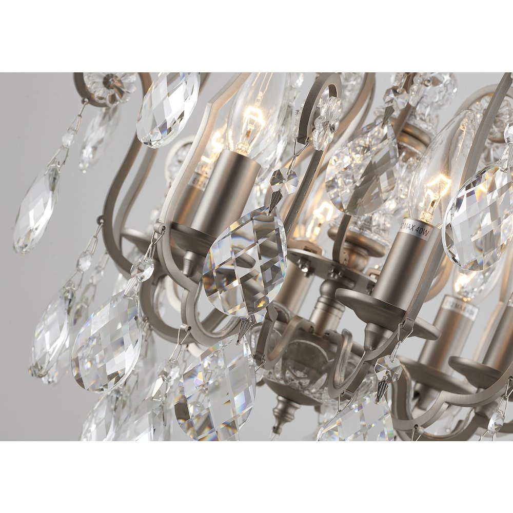 6-Light Pewter Chandelier With Clear Crystals