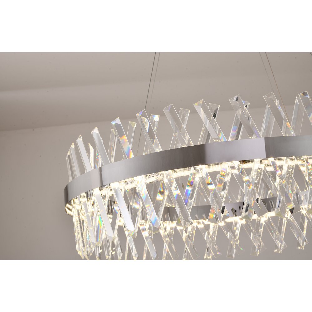 1-Light Chrome dimmable LED chandelier With Clear Crystal Accents