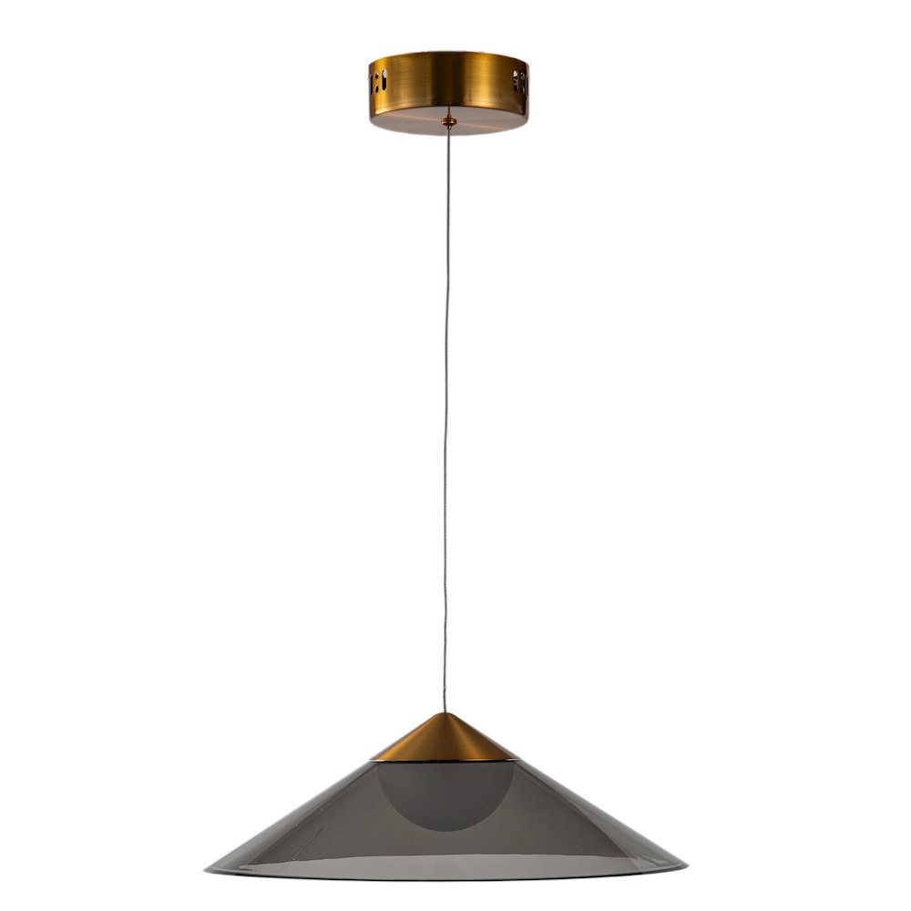 1-Light Antique Gold Single Pendant With A Smoke Acrylic Shade