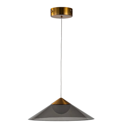 1-Light Antique Gold Single Pendant With A Smoke Acrylic Shade