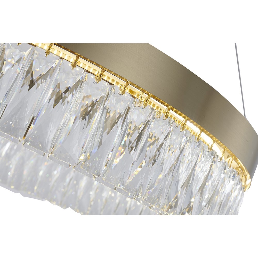 1-Light Gold LED Chandelier With Clear Crystal Accents