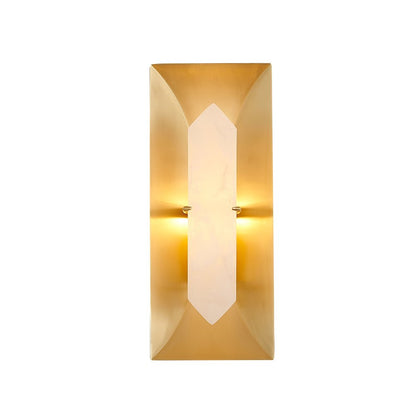 1-Light Gold Wall Sconce With A White Alabaster Stone Center