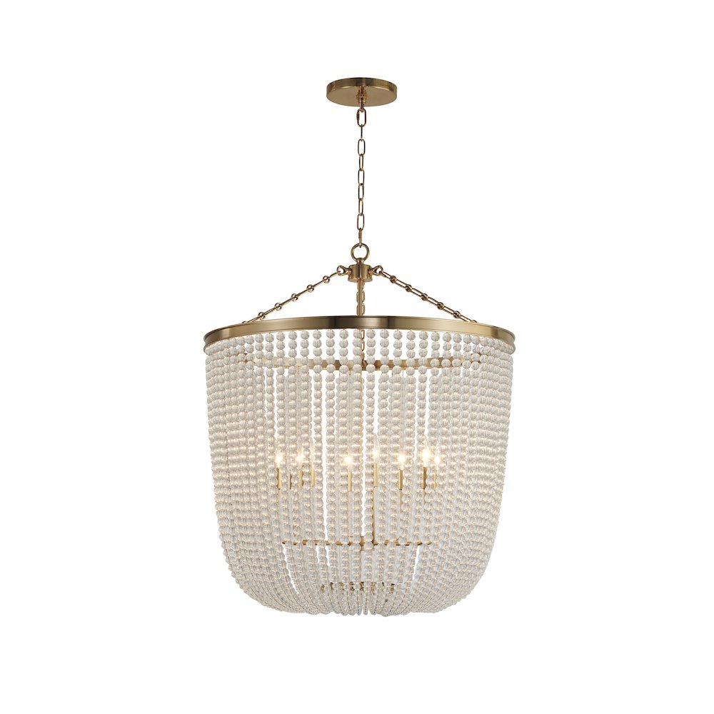 8-Light Gold Chandelier With Clear Beaded hanging Glass