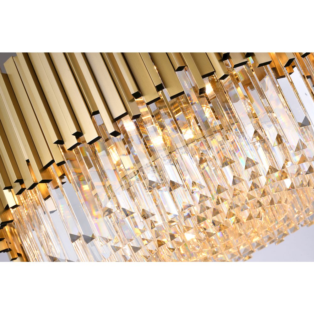 8-Light Gold Stainless Steel Chandelier With Clear Crystals