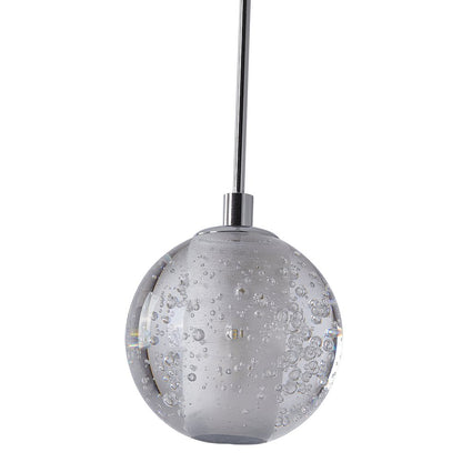 1-Light Chrome Single Pendant With A Clear Bubble Shade