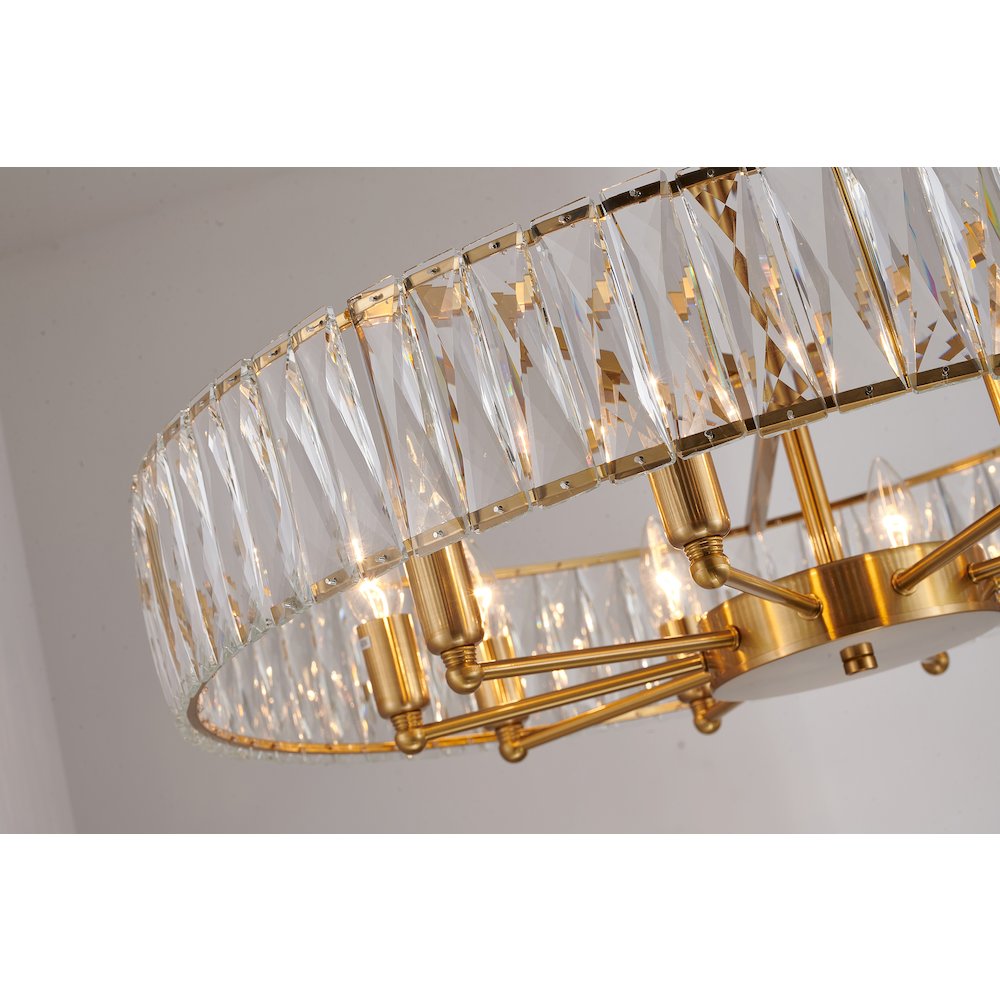 10-Light Gold Chandelier With Clear Crystals