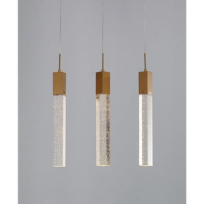 3-Light Gold Island Lighting With A Clear Bubble Crystal