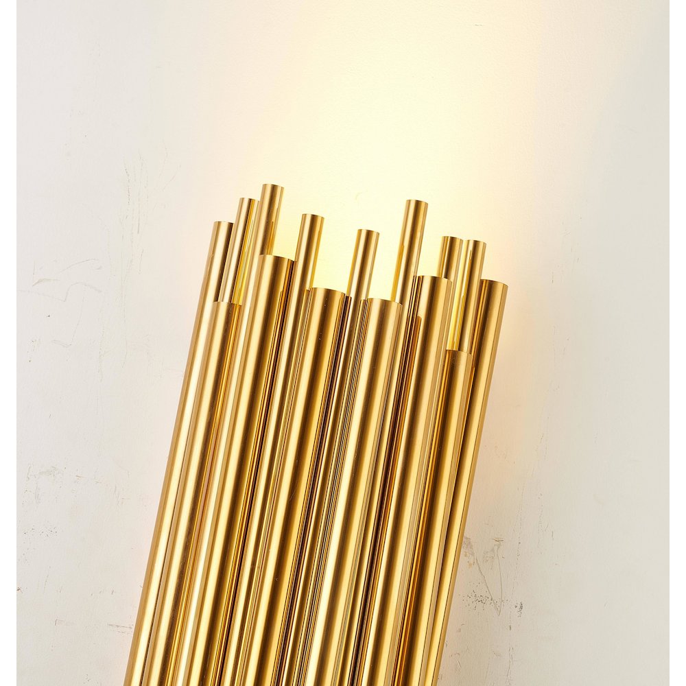 2-Light Gold Rod Stainless Steel Wall Sconce