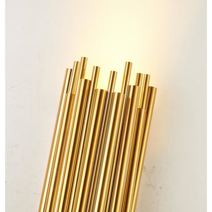 2-Light Gold Rod Stainless Steel Wall Sconce