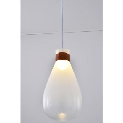 1-Light White Frosted Glass Pendant With A Leather Band
