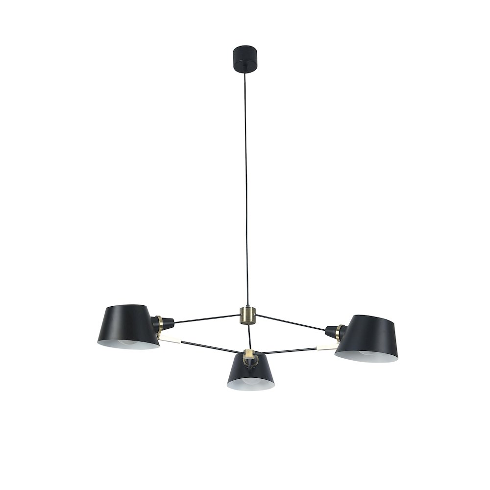 3-Light Black Iron Chandelier With Black Aluminum Shades