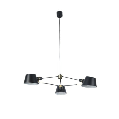 3-Light Black Iron Chandelier With Black Aluminum Shades