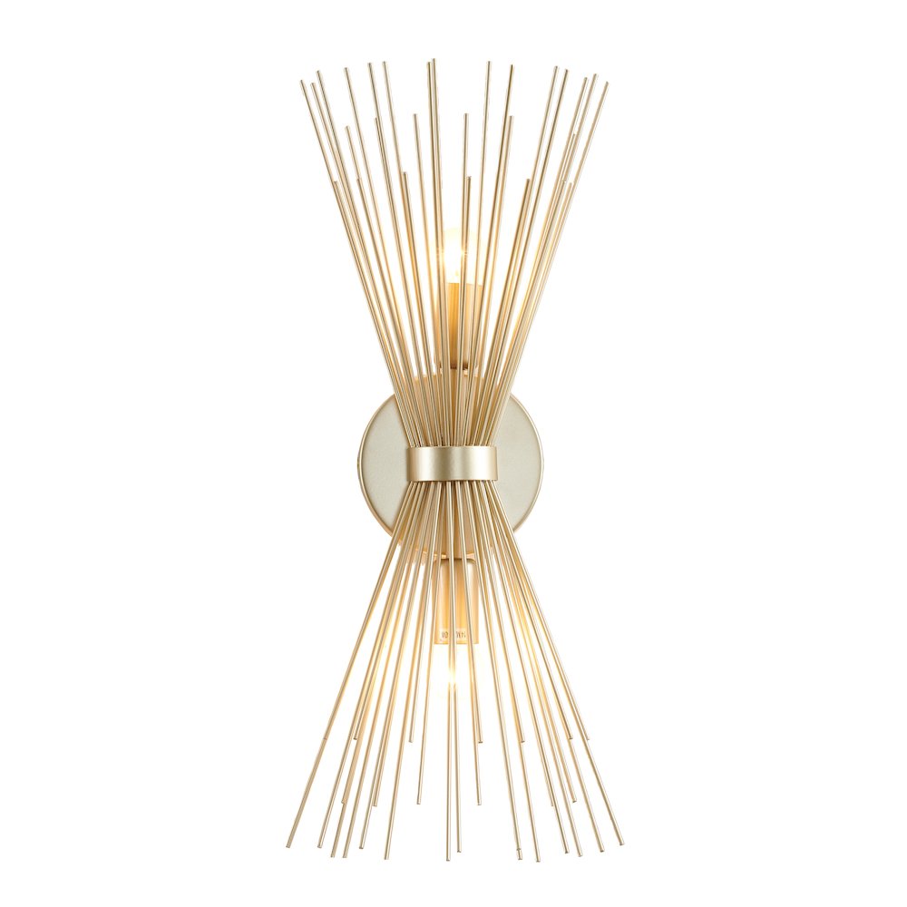 2-Light Gold Iron Spiked Cone Wall Sconce