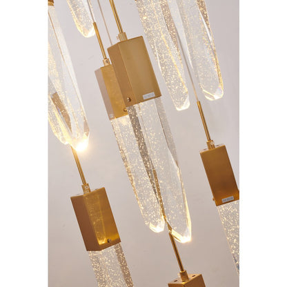 25-Light Gold Chandelier With A Clear iceberg bubble Crystal