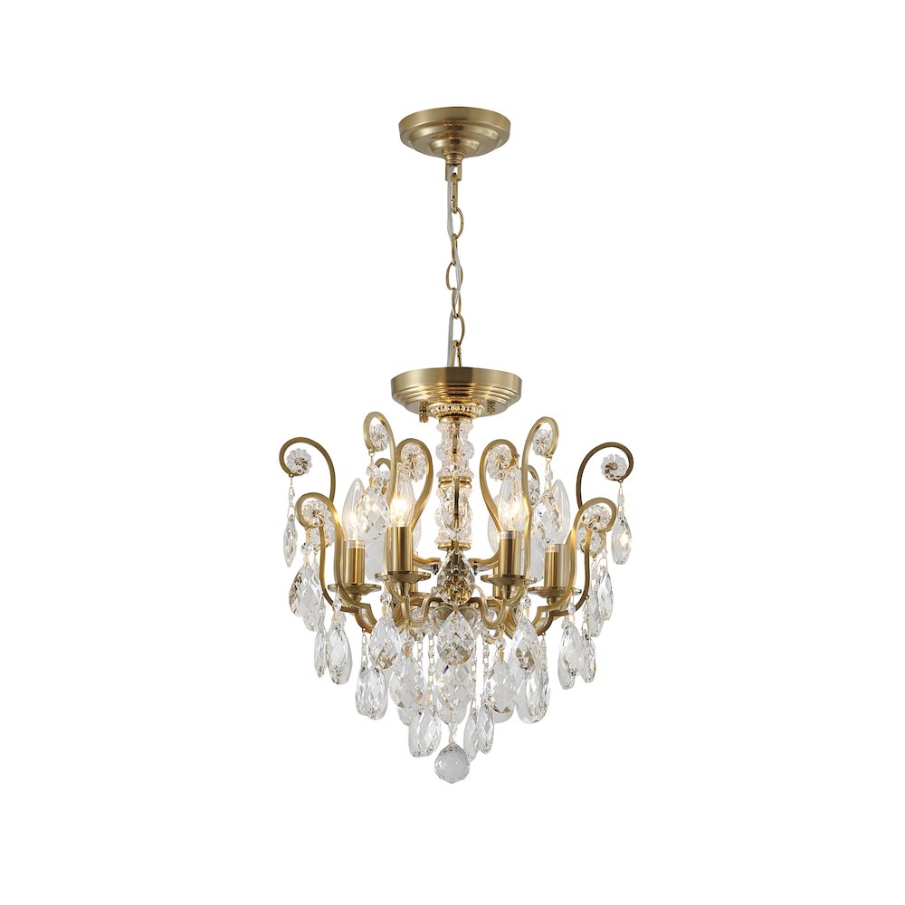 6-Light Antique Brass Chandelier With Clear Crystals