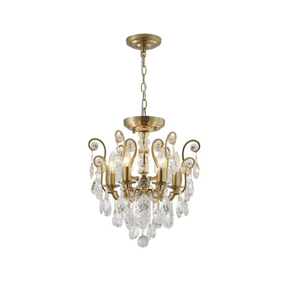 6-Light Antique Brass Chandelier With Clear Crystals