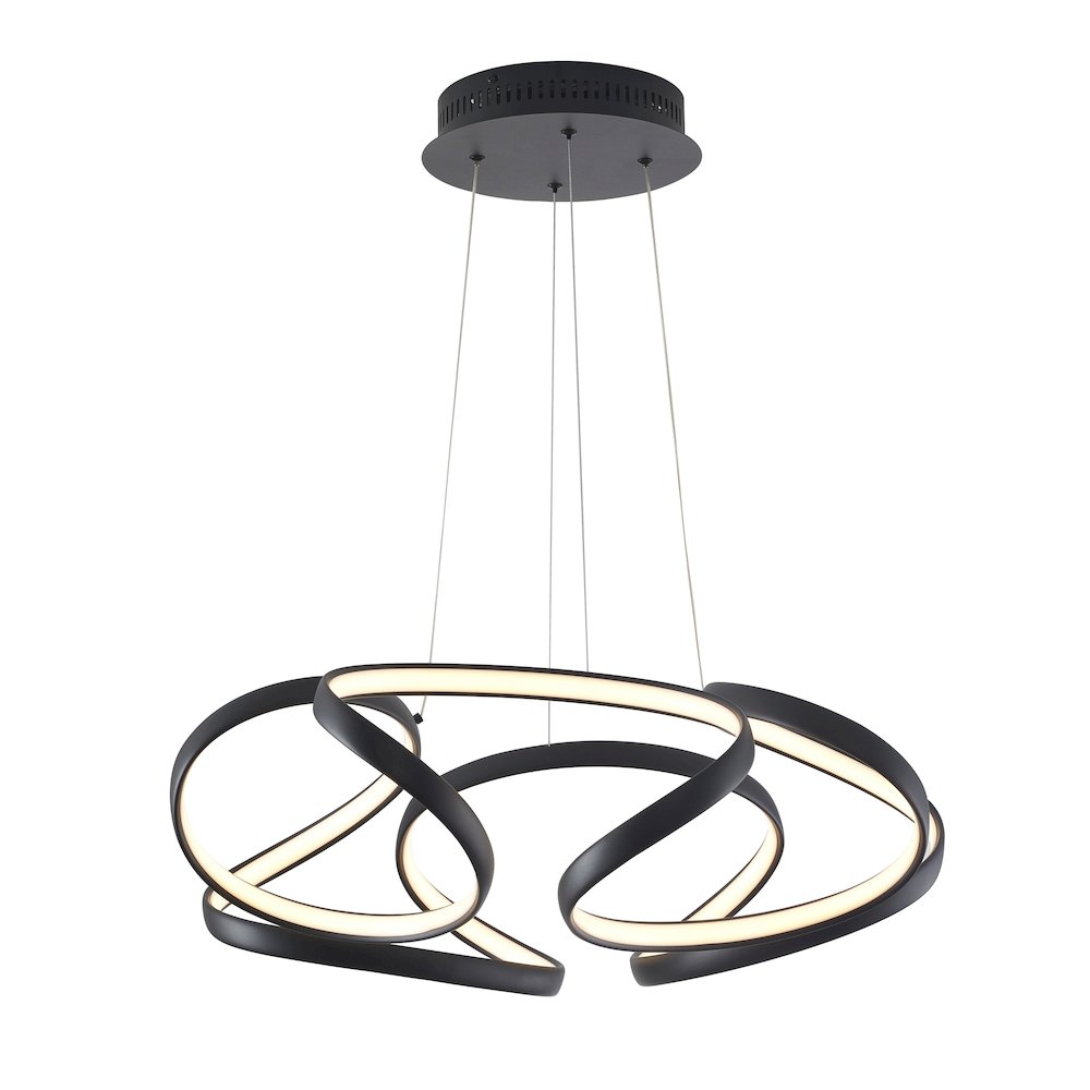 5-Light Matte Black LED Chandelier With White Acrylic Diffusers