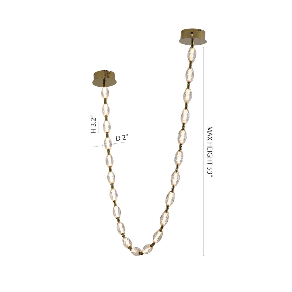 22-Light Brass LED Chandelier With Clear Crystal Shades