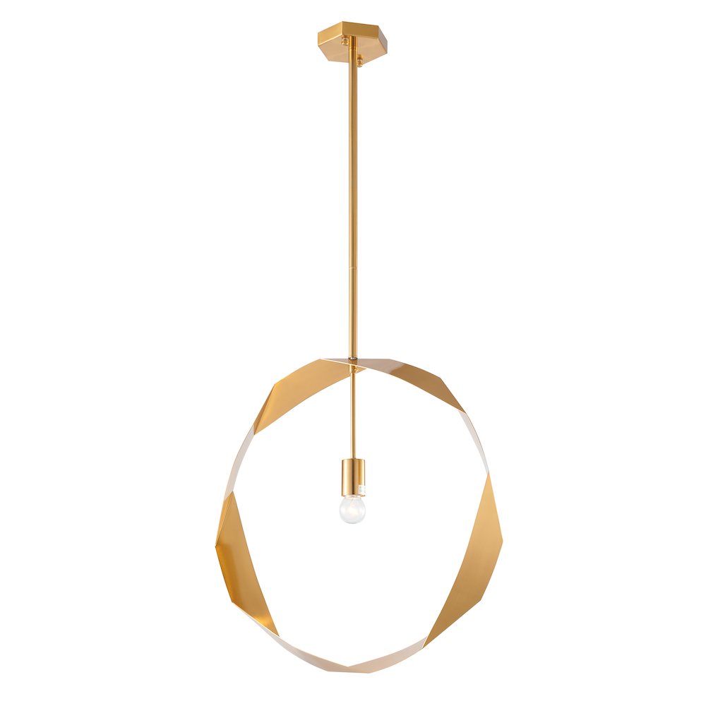 1-Light Antique Brass Twisted Ring Pendant