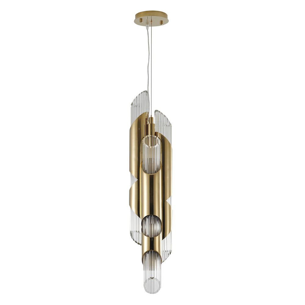 6-Light Gold Single Pendant With Clear Glass Shades