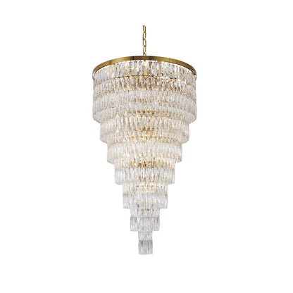 39-Light Gold Chandelier With Clear Hanging Crystals