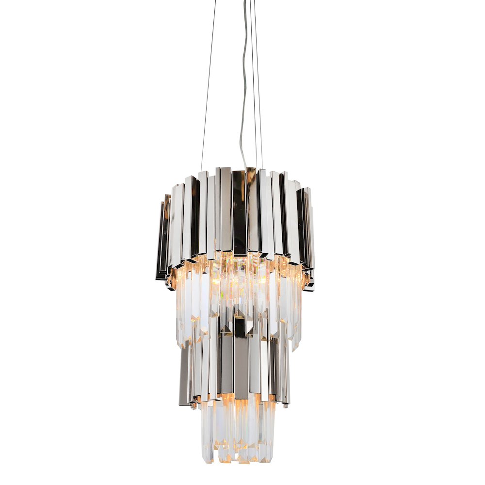 4-Light Chrome Stainless Steel Pendant With Clear Crystals