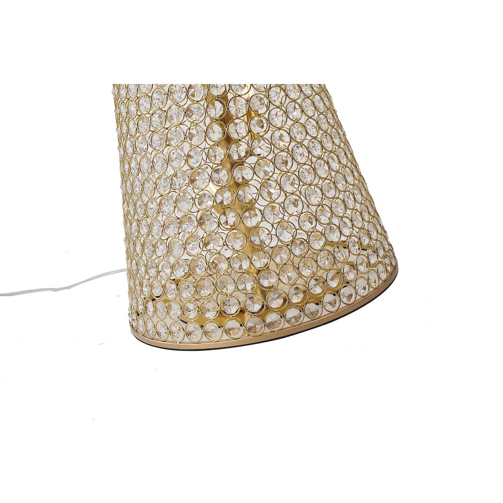 15-Light Gold Floor Lamp With Clear Crystals