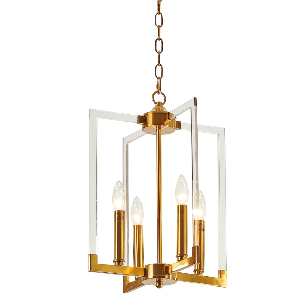 4-Light Bronzed Metal Chandelier With Clear Acrylic Arms