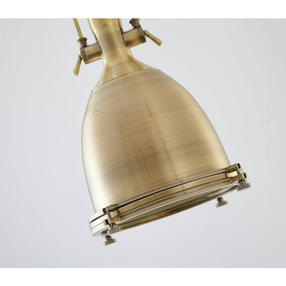 1-Light Brass Iron Single Pendant With A Frosted Glass Shade