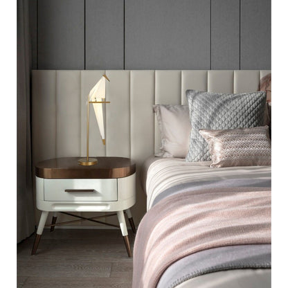 1-Light Gold LED Table Lamp With A White Plastic Bird