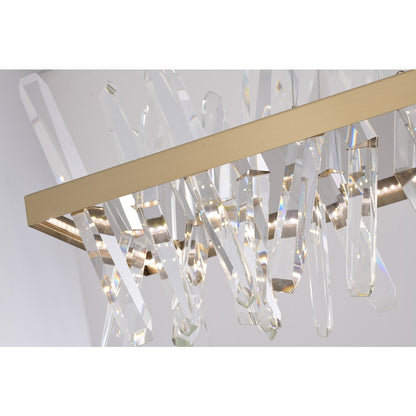 4-Light Gold LED Chandelier With Clear Crystal Accents