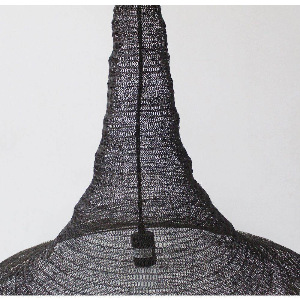 1-Light Satin Black Pendant With A Chain Basket Shade