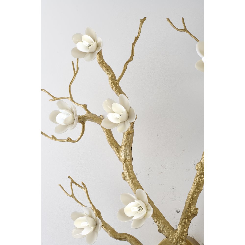 6-Light Brass Aluminum Wall Sconce With White Ceramic Shades