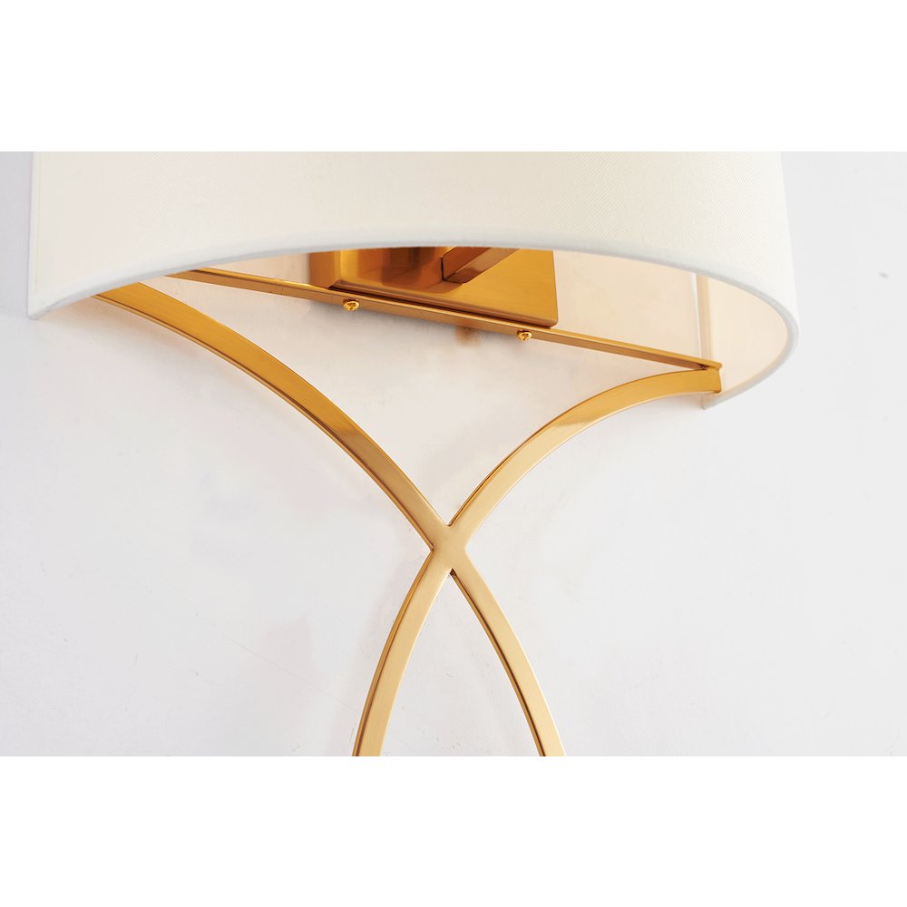 1-Light Antique Brass Metal Wall Sconce With A Fabric Black Shade