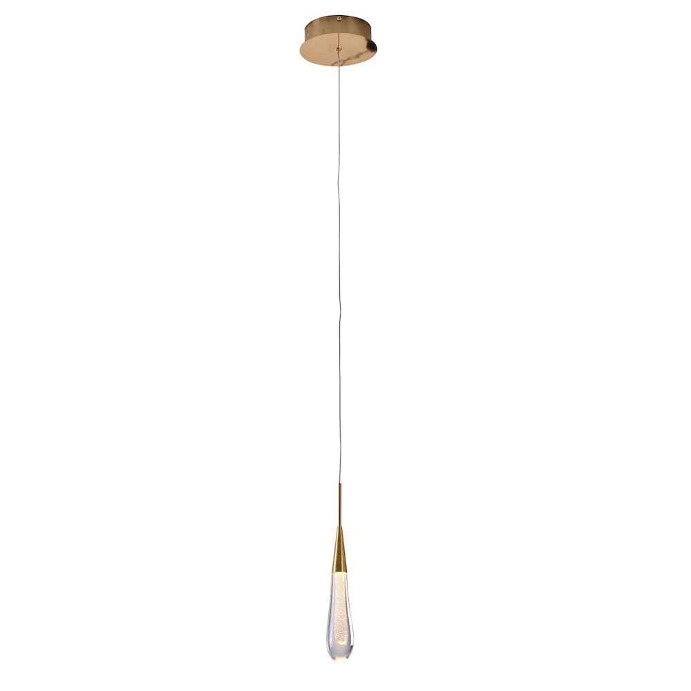 1-Light Gold Aluminum LED Pendant With A Clear Glass Accent