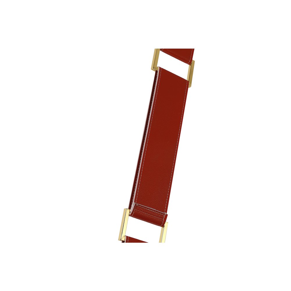 1-Light Red Leather Strap Pendant With A Clear Crystal Block
