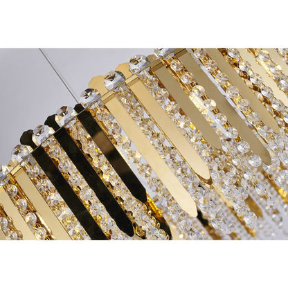 20-Light Gold Stainless Steel Chandelier With Clear Crystal Beads