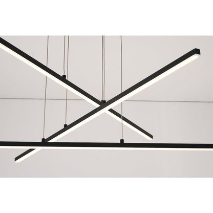 2-Light Matte Black Metal LED Chandelier With Selectable LED Color Temperature