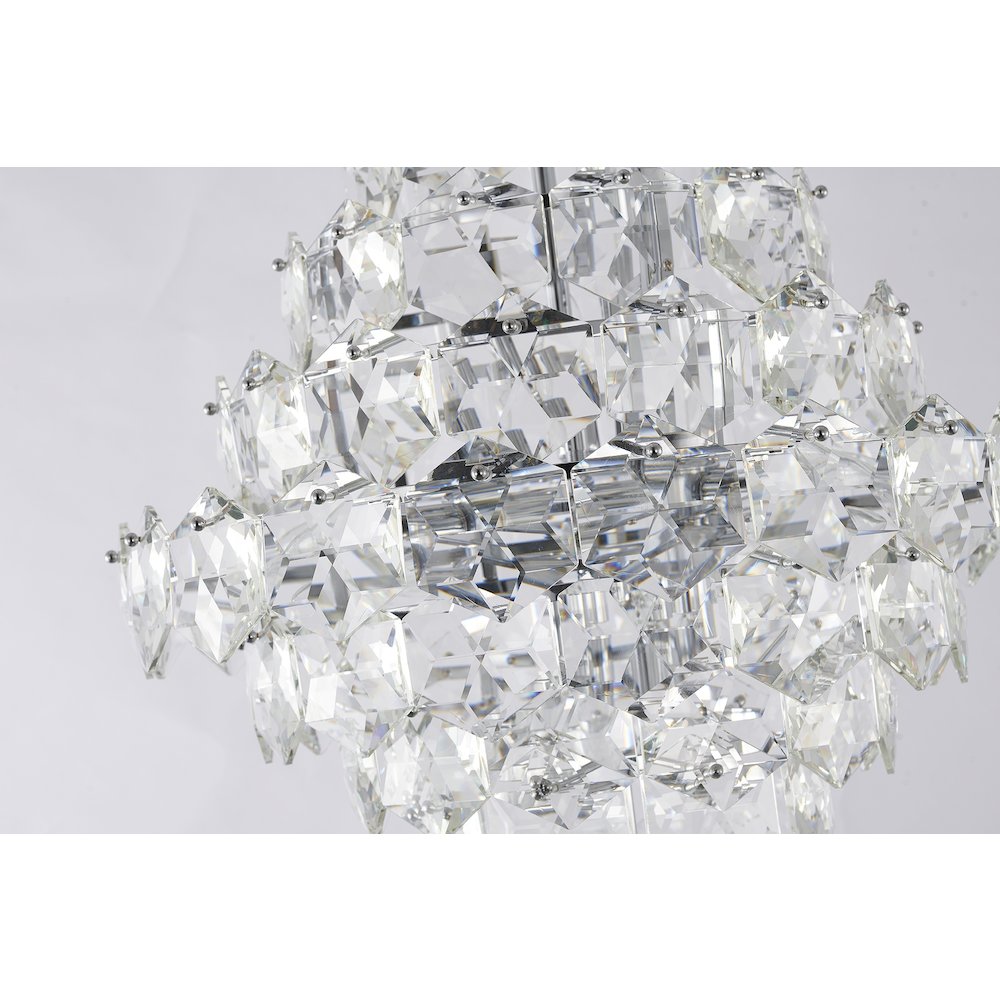 12-Light Chrome Chandelier With Clear Crystals