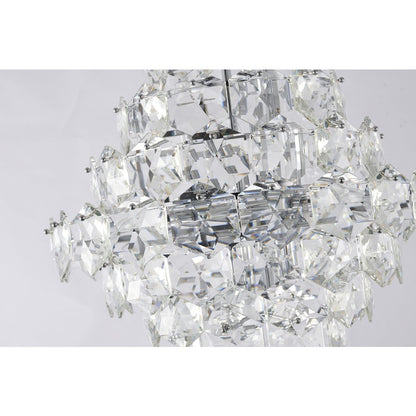 12-Light Chrome Chandelier With Clear Crystals