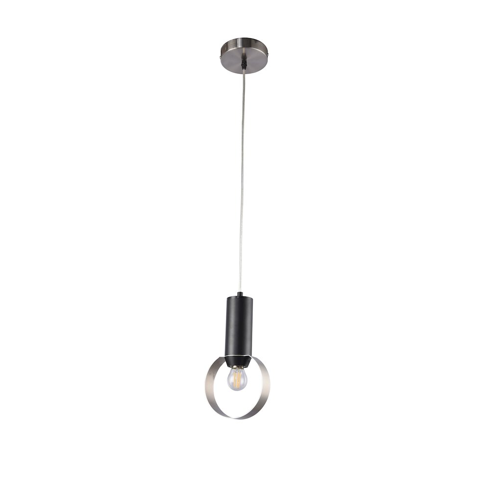 1-Light Sand Nickel And Black Loop single Pendant