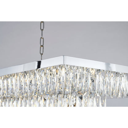 17-Light Chrome Chandelier With Clear Crystals