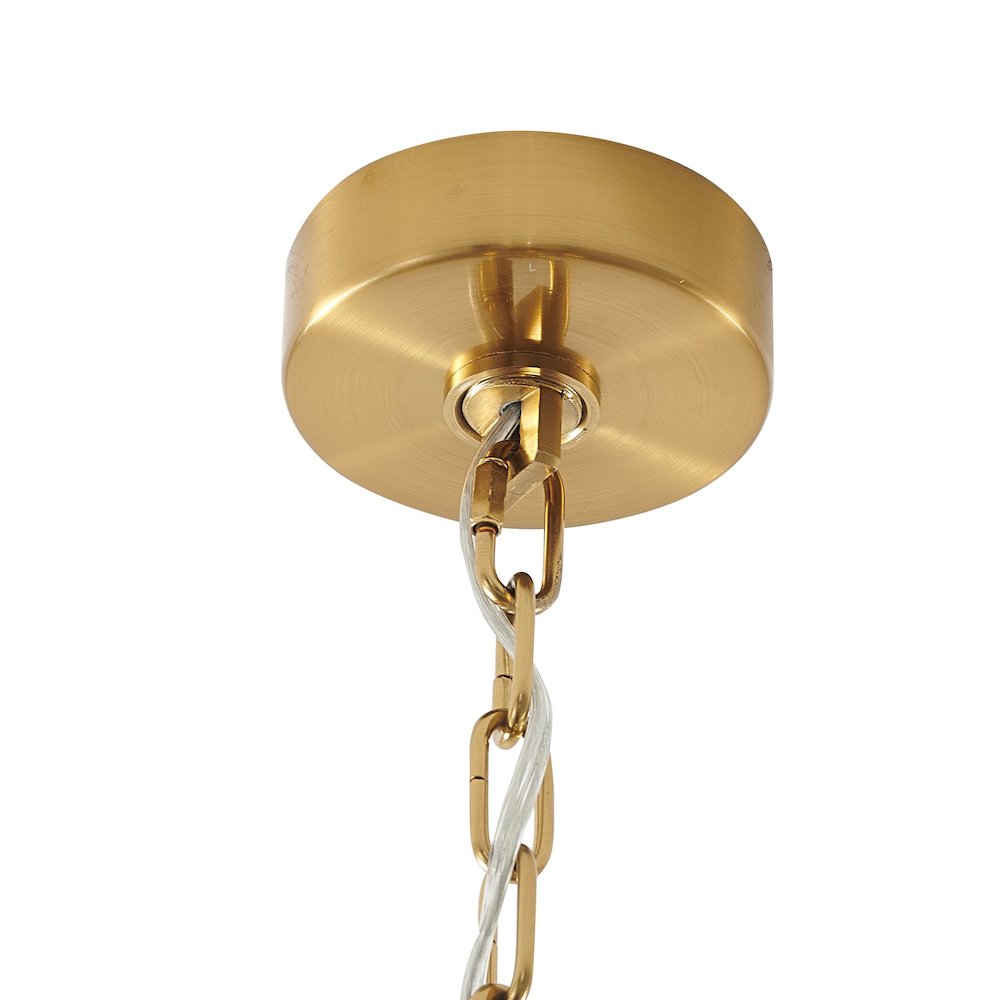 6-Light Brass Chandelier With Black Iron And Clear Glass Tubes