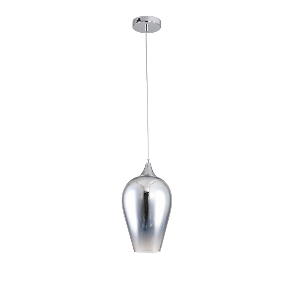 1-Light Chrome Pendant With A Reflective Chrome Faded Glass Shade