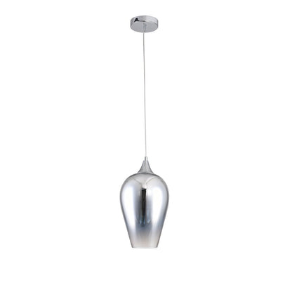 1-Light Chrome Pendant With A Reflective Chrome Faded Glass Shade