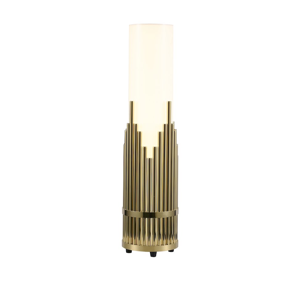 2-Light Champagne Gold Stainless Steel Table Lamp With A White Acrylic Shade