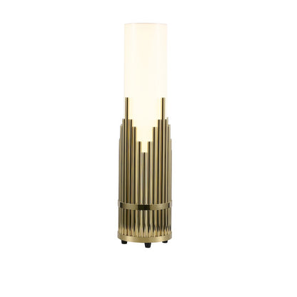 2-Light Champagne Gold Stainless Steel Table Lamp With A White Acrylic Shade